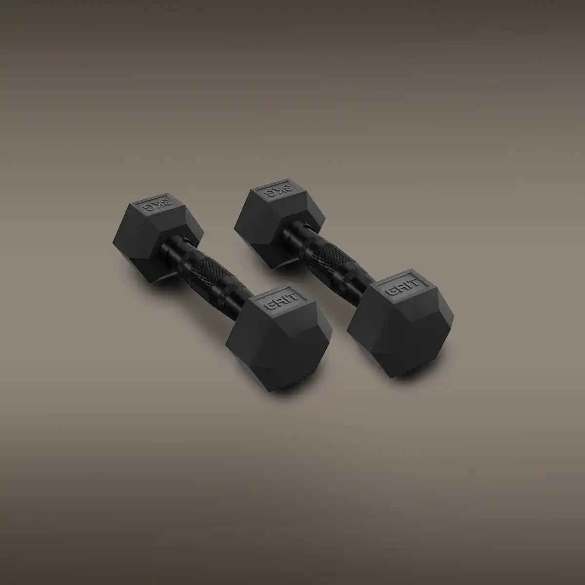 GRIT Hex Black Dumbbells - 3 kg Pair