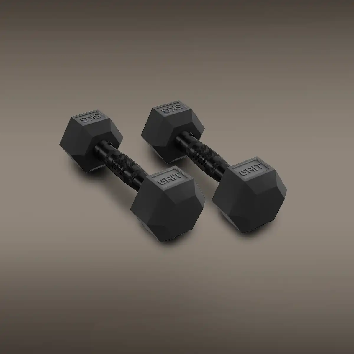 GRIT Hex Black Dumbbells - 5 kg Pair